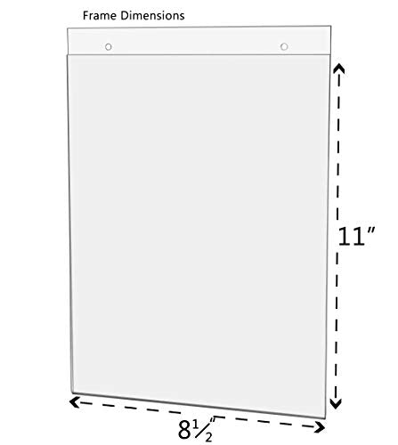 25 Pack Wall Sign Holder Clear Acrylic with 2 Predrilled Holes and Hanging Hardware for 8.5" x 11" Advertisements and Special Announcements in Retail Stores No Assembly by Marketing Holders - size: 8.5"w x 11"h