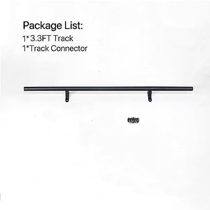39'' (1000mm) Round Track/Rail for Rolling Ladder Hardware Kit - Black, Narrow Gauge - size: 3.3FT Extension Kit