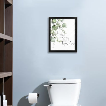Framed Botanical Wall Art for Bathroom - color: Brown, size: 16"L x 12"W