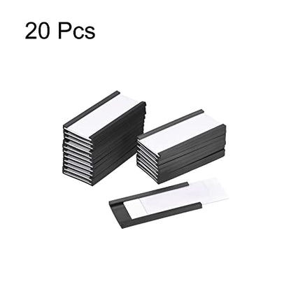 MECCANIXITY Label Holders 2" x 1" C Channel Rubber Magnetic for Metal Shelves Organize, Office File Cabinets Pack of 20 - size: 2"x1"