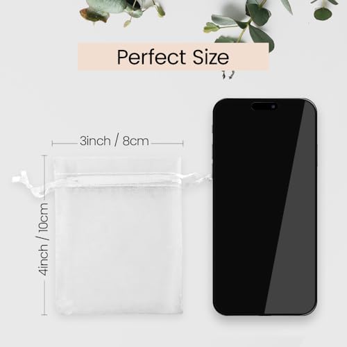 Meowoo 100PCS Organza Bags (3x4inch, White) - color: White-3x4in-100p, size: 3x4in