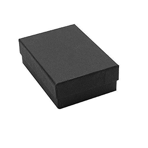 RJ Displays 20 Pack Cotton Filled Matte Black Paper Cardboard Jewelry Gift and Retail Boxes for Pendants, Earrings, Charms, Pocket Watch 3 x 2 x 1 Inch #32 Size