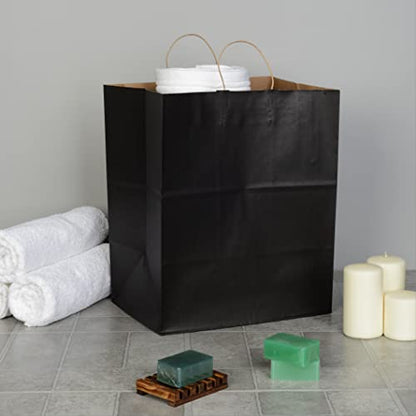 Prime Line Packaging Black Shopping Bags with Handles, 14x10x16.5 In, 50 Pk - size: Pack of 50