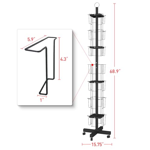 28 Pockets Countertop Rotating Greeting Card Rack, 7 Tier magazine Display Stand Rotating magazine rack for Postcards, Brochures, and Greeting Card (28 Pockets)