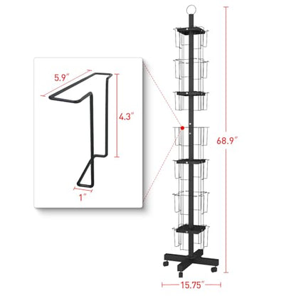 28 Pockets Countertop Rotating Greeting Card Rack, 7 Tier magazine Display Stand Rotating magazine rack for Postcards, Brochures, and Greeting Card (28 Pockets)