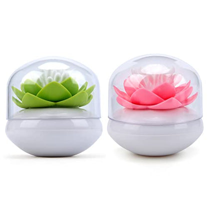 Bloss 2 Pack Cotton Swab Holder Qtip Dispener, Toothpick Box(Green + Pink) - color: Green+Pink