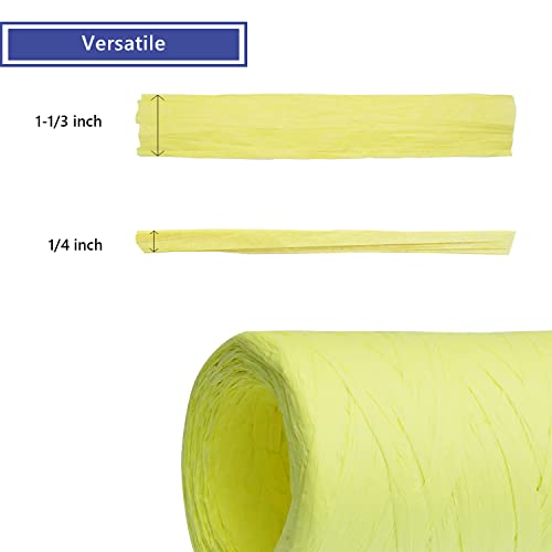 Raffia Twine for Gift Wrapping and Packing, Craft Ribbon - 1/4'' Wide, 109 Yards, Daffodil - color: Daffodil, size: 109 Yards