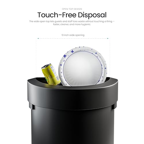 Home Zone Living 18 Gallon Commercial Trash Can with Semi-Round Flat Back - color: Matte Black, size: D-Shaped