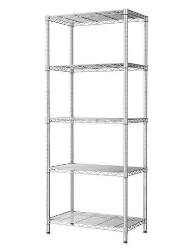 SINGAYE 5 Metal Shelves Wire Shelving Storage Shelf Adjustable Unit Pantry - color: Grey, size: 5 Tier 14"Dx24"Wx59.5"H