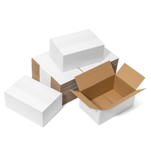 Mefleet 9x6x4" Shipping Boxes 50 Pack Small Corrugated Cardboard Box White - size: 9x6x4 inches (50 Pack)