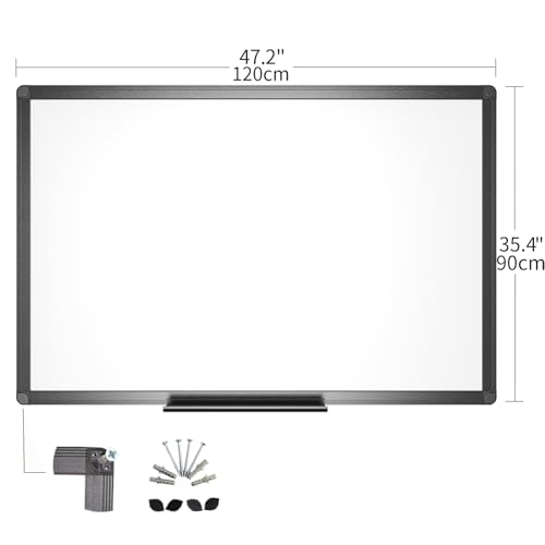 VIZ-PRO Magnetic Dry Erase Board, 48 x 36 Inches, Black Aluminium Frame - size: 48"W x 36"H