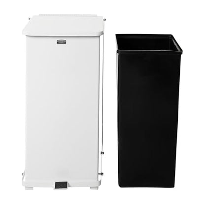 Rubbermaid Commercial Products Defenders Biohazard Step-On Trash Can 13-Gallon White Square Steel Waste Disposal in Doctors Office/Hospital/Medical/Healthcare Facilities - color: White, size: 13G