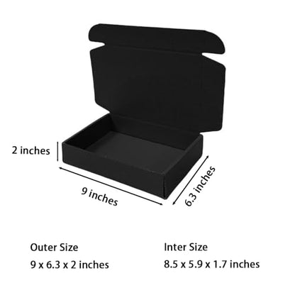 50 Pack 9x6.3x2 in Black Shipping Boxes - color: Black, size: 9x6.3x2 in