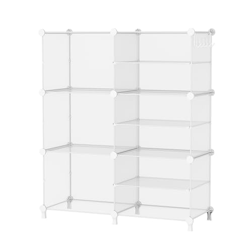 AWTATOS Closet Organizer 6 Cube Storage Shelves, Transparent Twill - color: Transparent Twill