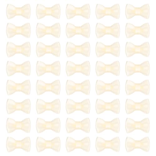 MECCANIXITY 100 Pcs Mini Ribbon Bow 0.8" Mini Fabric Satin Ribbon Flower Bows for Craft DIY Sewing Wedding Birthday Party, Beige - color: Beige