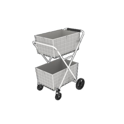Extra Jumbo Foldable Shopping Cart with 2 Removable Baskets and Waterproof Liner, Heavy Duty Utility Grocery cart on Wheels, Rolling 2-Tier Laundry cart with 360° Swivel Front Wheels (2-Tire) (White) - color: White