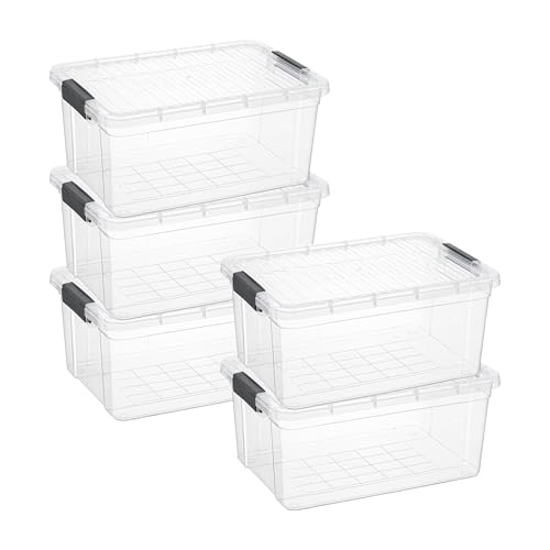 Superio 21 Quart Clear Plastic Storage Boxes with Lids, Stackable Organizer Containers, BPA-Free Storage Bins for Home, Office, School & Dorm, 5 Pack - size: 21 Quart
