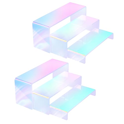 6-Pack Iridescent Acrylic Display Risers, Rainbow Rectangular Set - color: Iridescent-6pcs