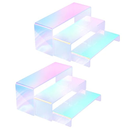6-Pack Iridescent Acrylic Display Risers, Rainbow Rectangular Set - color: Iridescent-6pcs