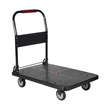 660 lb Folding Platform Truck Cart with 5" Silent TPR Wheels, Heavy Duty Flatbed Push Cart Dolly, Foldable Moving Utility Cart for Warehouse Garage Office Home, Black - color: 660 Lb - 35.8" X 24"