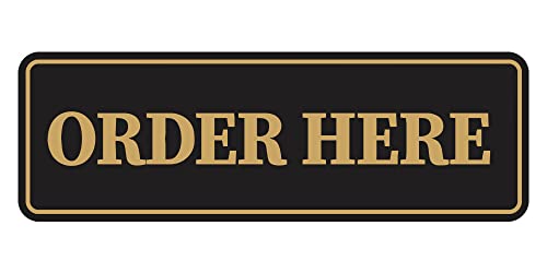 Signs ByLITA Standard Order Here Sign (Black/Gold) - Small - color: Black Gold, size: Small (2" x 6")
