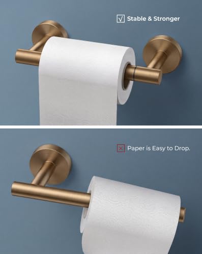 FORIOUS Toilet Paper Holder Wall Mount, Stainless Steel Rustproof Double Post Pivoting Tissue Roll Holder for Bathroom, Commercial Toilet Paper Dispenser (Champagne Bronze, Classic 1 Pack) - color: Champagne Bronze