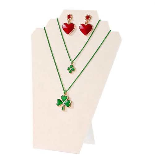 4Pcs/Set Beige Necklace Display Stand for Selling, Earring Necklace Jewelry Set Easel Display Rack,Covered Soft Velvet with Cardboard Easel Necklace Display - color: Beige Velvet, size: 4pcs design 2