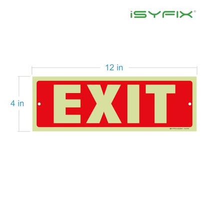 iSYFIX Exit Glow in the Dark Sign, 2 Pack, 12x4 Inch - color: Plastic Glow, size: 2 Pk 12x4