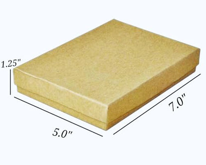 RJ Displays Jewelry Gift Boxes, 6 Pack Brown Kraft Cotton-Filled Cardboard Box for Necklace, Bracelet, Earring & Ornament Gifts, Jewelry Boxes with Lids, Bulk Gift Packaging – 7 1/8" x 5 1/8" x 1 1/8" - color: Brown Kraft
