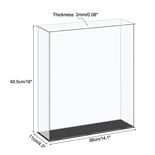 MECCANIXITY Acrylic Display Case Plastic Box Cube Storage Box Clear Small Assemble Dustproof Showcase 14.1x4.3x16 Inch for Collectibles Items - size: 14.1x4.3x16 Inch