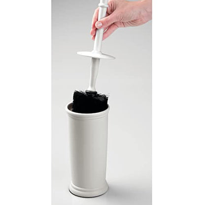 mDesign Toilet Bowl Brush and Holder - Covered Bathroom Toilet Brush - Standing Toilet Bowl Scrubber in Modern Holder - Space Saving, Deep Cleaning Brush for Toilet - Hyde Collection - Light Gray - color: Light Gray, size: Pack of 1