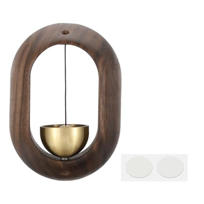 PATIKIL Shopkeepers Bell, Wood Door Chime Hanging Magnetic, Brown, Window - color: Brown