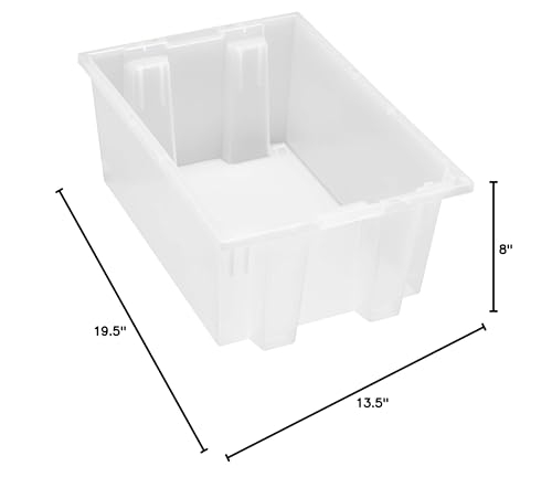Quantum Storage snt200 Nest Totes Heavy Duty Part Organizer Bins - 19-1/2" x 13-1/2" x 8" - 6 Pack - color: Clear
