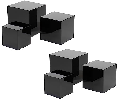 Red Co. Set of 3 Glossy Black Acrylic Cube Display Nesting Riser Stands with Hollow Bottoms - 2-Pack - color: Black, size: 4",5",6" - 2 Pack