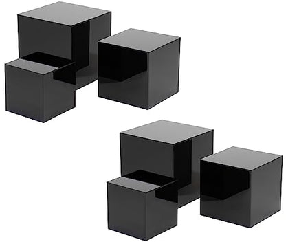 Red Co. Set of 3 Glossy Black Acrylic Cube Display Nesting Riser Stands with Hollow Bottoms - 2-Pack - color: Black, size: 4",5",6" - 2 Pack