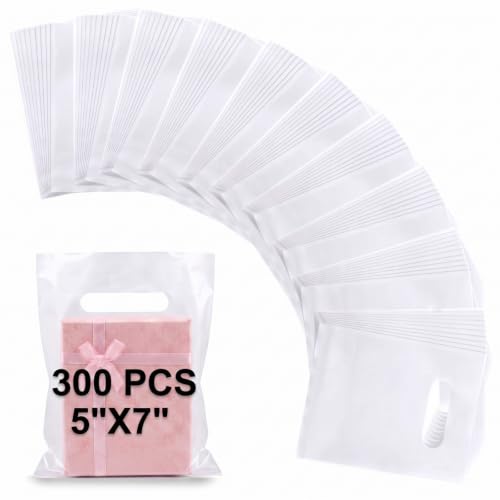 Maitys Clear 300 Pcs Small Plastic Bags with Handles 5x7 for Business - color: Clear