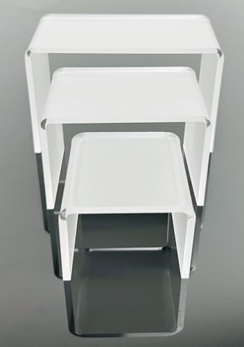 Acrylic Display Risers – 3‑Piece Small Riser Set (5×2×3, 6×2×3.5, 7×2×4) – Clear 1/8" Acrylic Stands for Jewelry, Mini Collectibles, Retail Displays, Craft Shows (Frosted) - color: Frosted