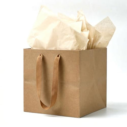 Aosric Brown Square Gift Bags with Tissue Paper, 4 Pack 6x6x6 Inch - color: Brown