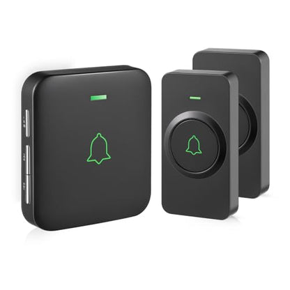 AVANTEK Wireless Doorbell, 1000 ft Range, 2 Buttons + 1 Receiver, Black - color: Black 1 Receiver + 2 Buttons