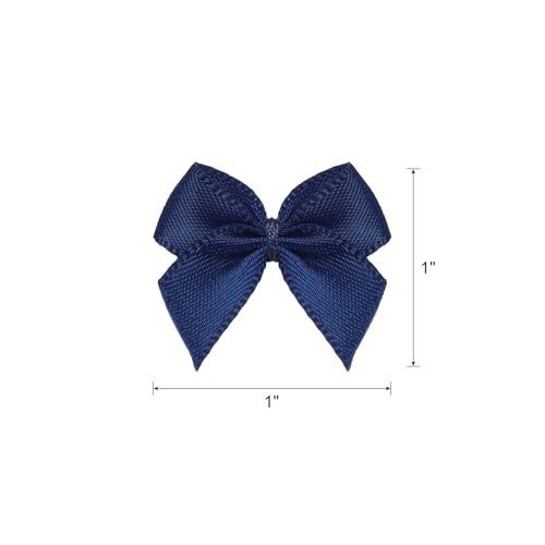 MECCANIXITY Mini Ribbon Bow 1" Mini Fabric Flower Bows Navy 150Pcs - color: Navy