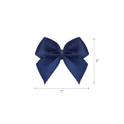 MECCANIXITY Mini Ribbon Bow 1" Mini Fabric Flower Bows Navy 150Pcs - color: Navy