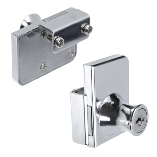 Chrome Glass Case Lock, 1.89x1.38 Inch Rectangle, 2 Sets, Keyed Different - color: Chrome, size: 1.89 x 1.38 Inch