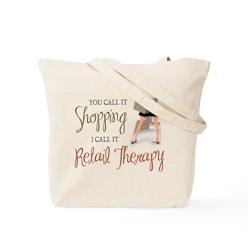 CafePress Retail Therapy Tote Bag Reusable Natural Beige Canvas Shopping Bag - size: Medium