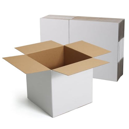 CRUGLA 10x10x10 Shipping Boxes 15 Pack, White Corrugated Cardboard Boxes with Side-Lock and Pre-Applied Double-Sided Tape, Easy Assemble Packing Mailer Boxes for Small Business Shipping - size: 10x10x10 Inch 15 Pack