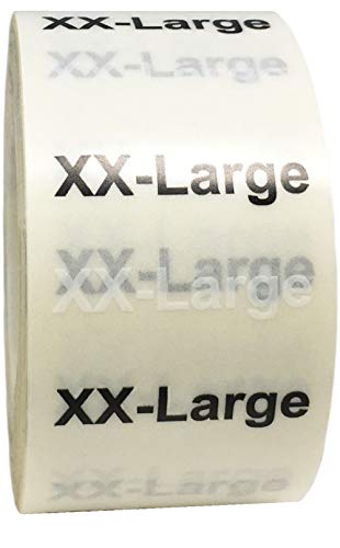 XX-Large Modern Clothing Labels – Clear Size Strips with Black and White Text, 1.25 x 5 Inch Adhesive Labels, 125 Total Stickers for Retail Apparel, Organization, and Inventory – Made in the USA - color: Xx-large