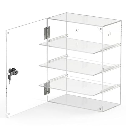 CHONOVO 4 Tier Acrylic Display Case, Clear Countertop Cabinet with Lock - size: 4 Tier