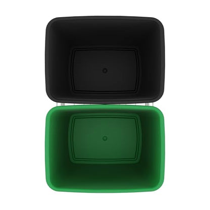 Rev-A-Shelf Double Pullout Garbage Trash Cans for Kitchen Cabinets, 35 Qt - color: Black & Green