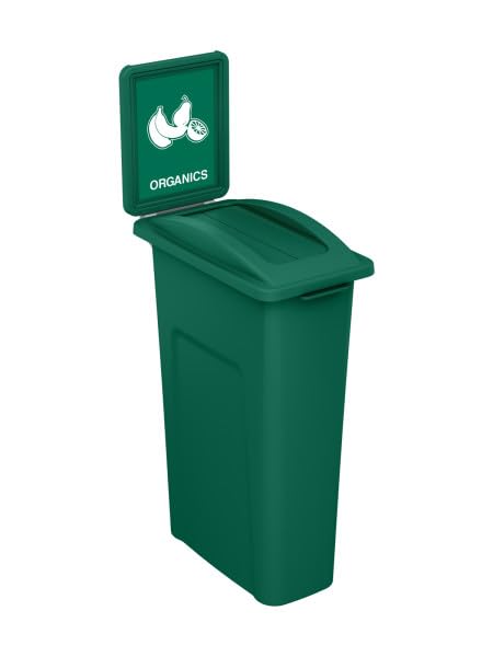 Waste Wise 23 Gallon Recycled HDPE Waste and Recycling Bin for Commercial Spaces - (Green Organics, Lid) - color: Green Organics Lid