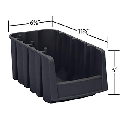 Akro-Mils 30716 Economy Stacking Shelf Plastic Storage Bins, (12-Inch x 6-5/8-Inch x 5-Inch), Black (10-Pack) - size: 11.78 x 6.625 x 5