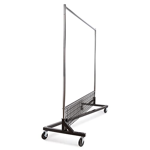 Econoco Brand Commercial Rolling Z-Rack with Wire Shelf - Black Base - color: Black, style: Z Rack with Base Shelf